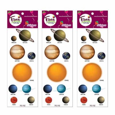 Güneş Sistemi Gezegenler 3D Sticker (3 KARTELA)