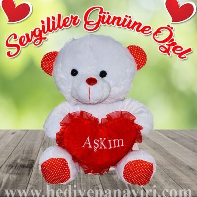 Kalp Yastıklı 65 cm Peluş Ayıcık