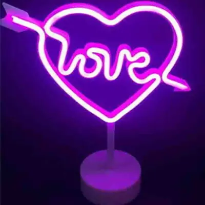 Dekoratif Kalp Şeklinde Love Led Neon Işıklı Gece Lambası
