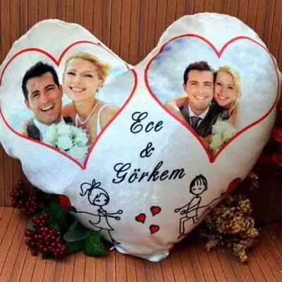 Kişiye Özel Kadife Kalp Yastık