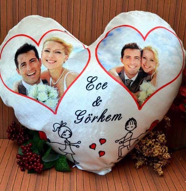 Kişiye Özel Kadife Kalp Yastık