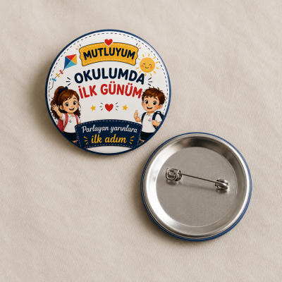 44 mm Hoş Geldin Okul metal yaka rozeti